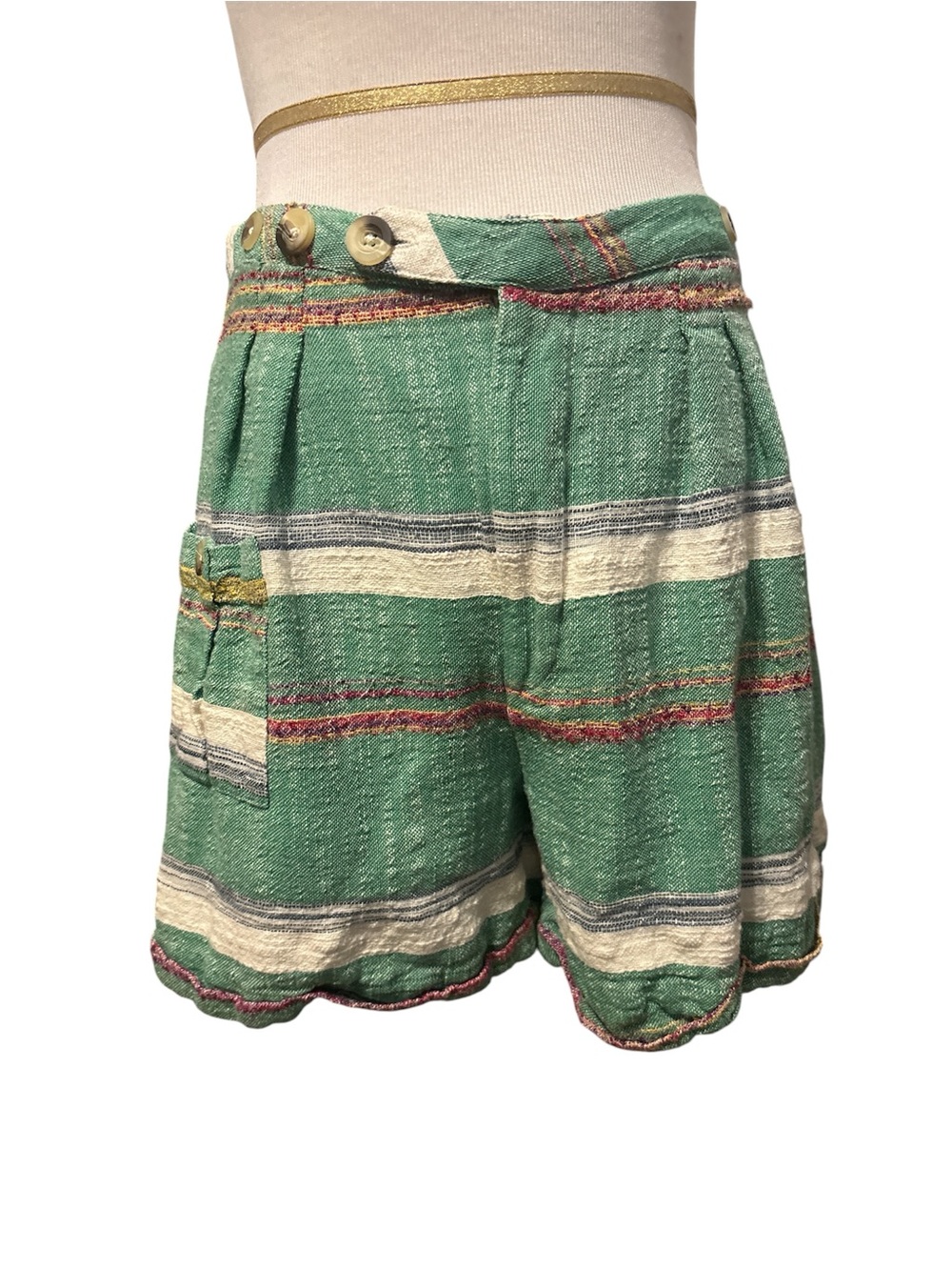 dRA High-Waist Green Striped Shorts